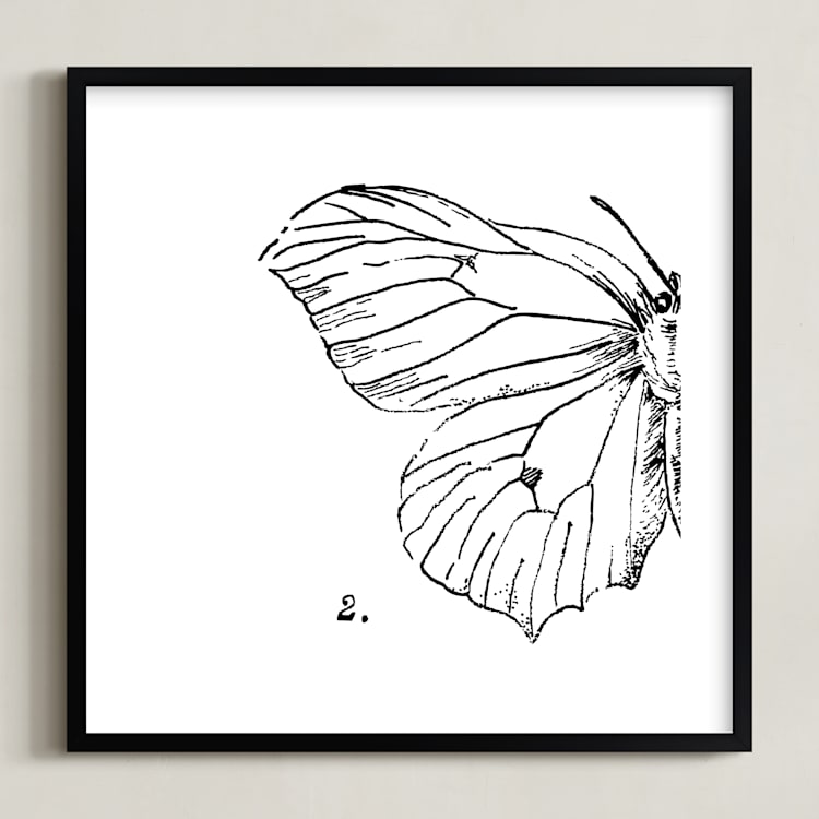 "Moth No. 2" - Art Print in Jet Black by Mere Paper - Framed