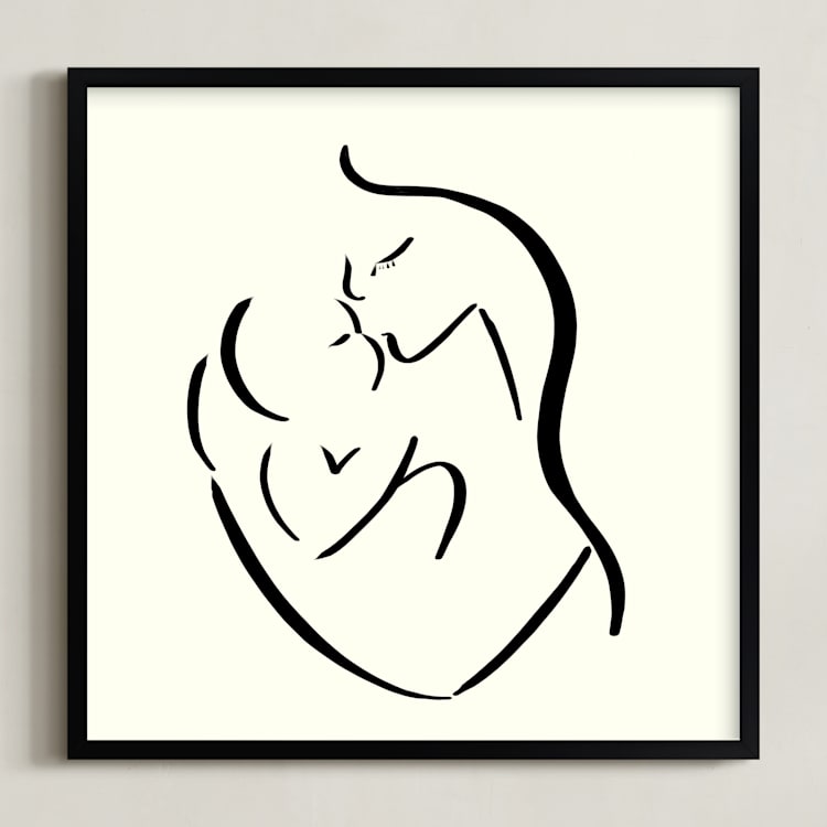 "Mama's arms" - Art Print in monochrome by Keely Norton Owendoff - Framed