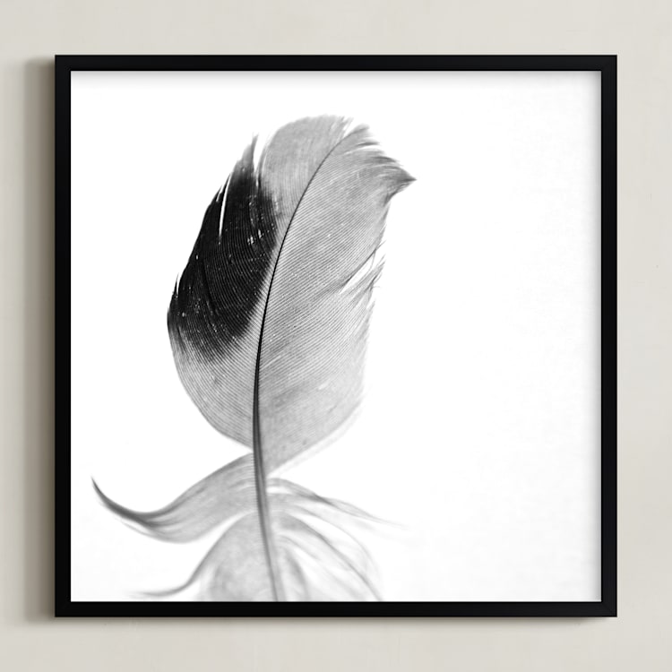 "Ruffled Feather" - Art Print in Black and White by Sarah Luna - Framed