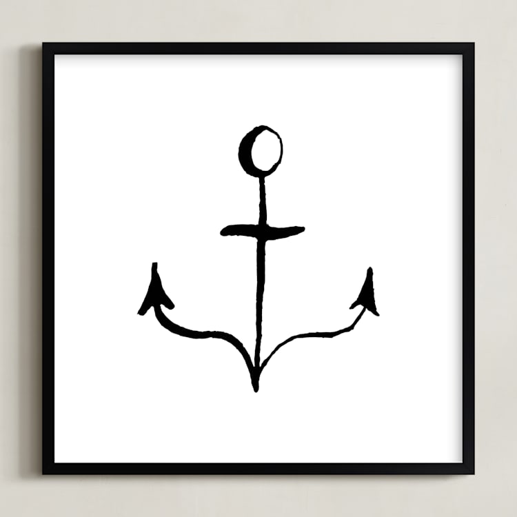 "Anchor in Ink" - Art Print in Black by Two if by Sea Studios - Framed