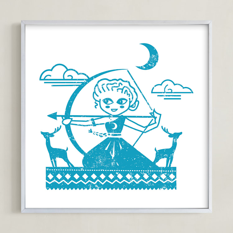 "Diana" - Art Print in Blue by Susie Allen - Framed