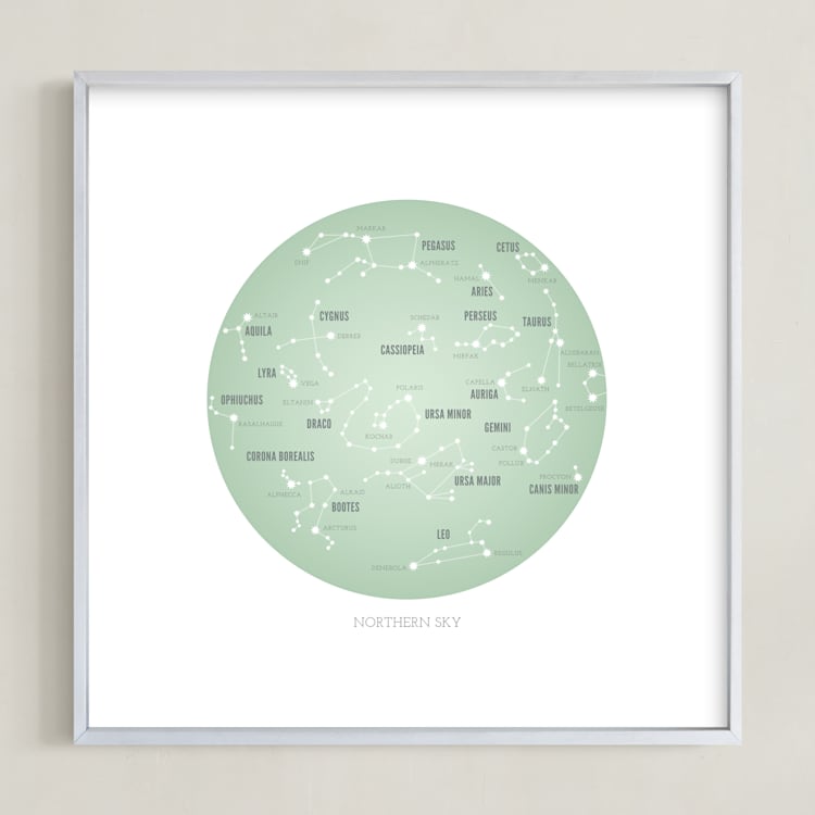 "Northern Sky" - Art Print in Mint by Jessie Steury - Framed