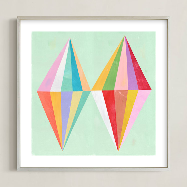 "Two Diamonds" - Art Print in Mint by melanie mikecz - Framed