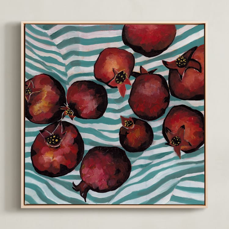 "Granada" - Art Print in Pomegranate Red by Carolyn Hunt - Framed Canvas