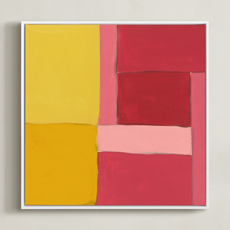 "Structured Rainbow 2" - Art Print in Yellow by Anna Veit Nowak - Framed Canvas
