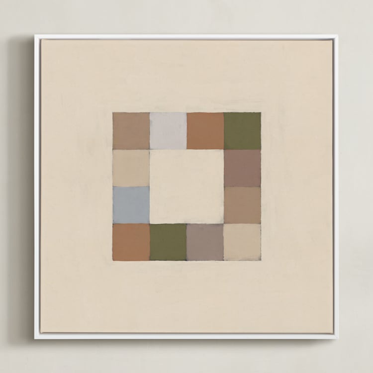 "Squares" - Art Print in Ginger Beige by Alisa Galitsyna - Framed Canvas