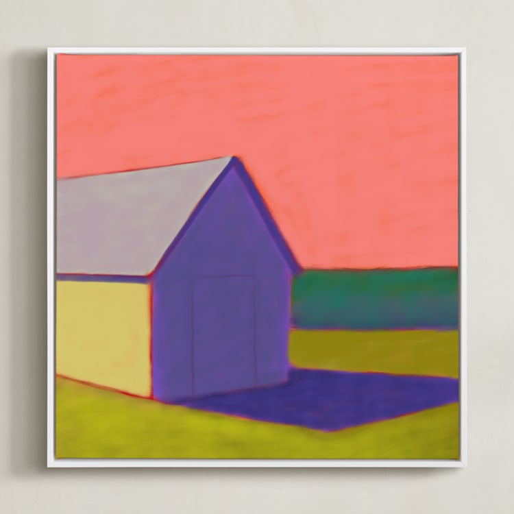 "Salmon Skies" - Art Print in Salmon Pink by Carol C. Young - Framed Canvas