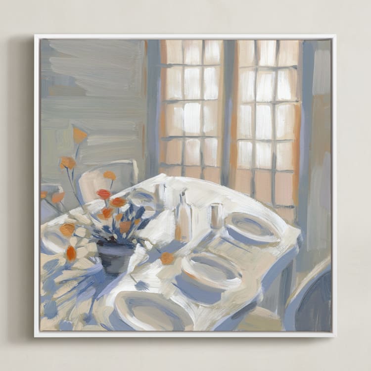 "You're Always Invited" - Art Print in Lavender Gray by Khara Ledonne - Framed Canvas