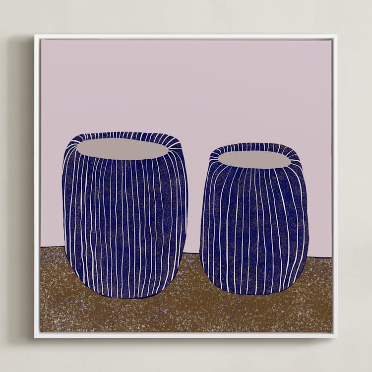 "Benevolent Ceramics I" - Art Print in Deep Dark Blue by Danushka Abeygoda - Framed Canvas