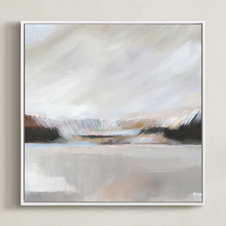 "Misty Beaches I" - Art Print in Misty Grey by AlisonJerry - Framed Canvas