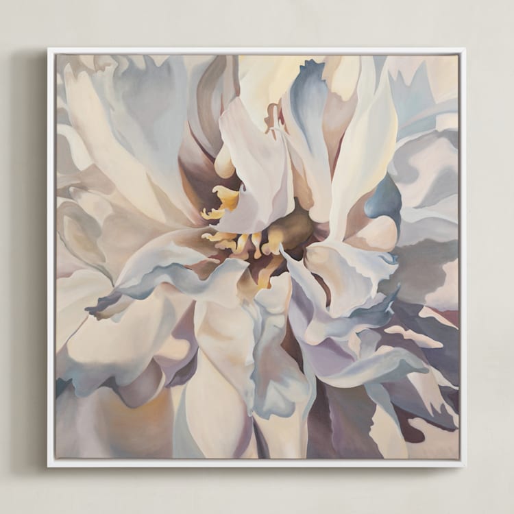 "Desert Peony" - Art Print in Pale Pink by Mandy Trimble Leonard - Framed Canvas