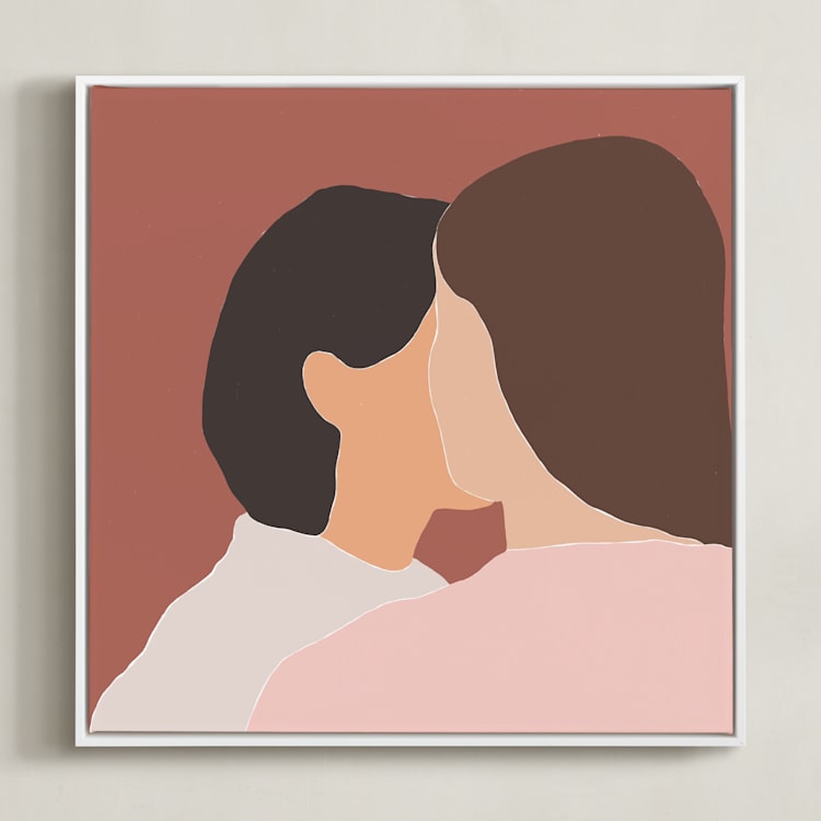 "The secret" - Art Print in Rustic Pink by Efrat Ofek - Framed Canvas