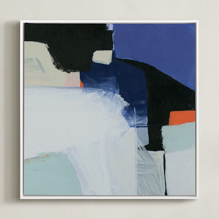 "Urban Flow 1" - Art Print in Blue Jewels by Eunmee Studio - Framed Canvas