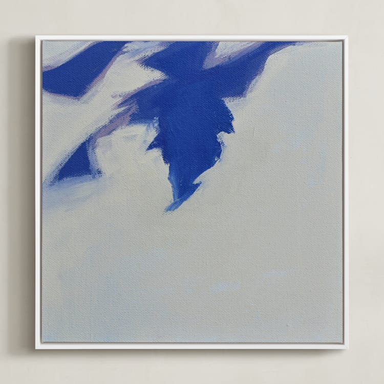 "Leaf Shadows II" - Art Print in Indigo by Katie Analise - Framed Canvas