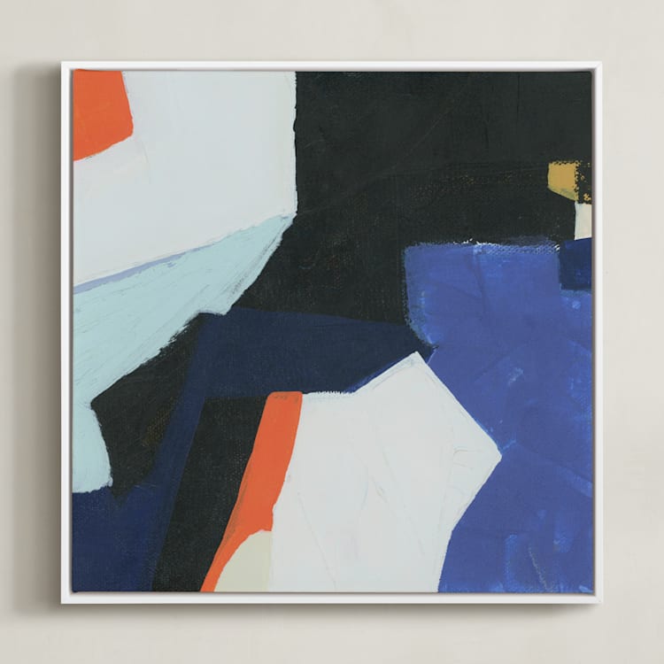 "Urban Flow 3" - Art Print in Blue Jewels by Eunmee Studio - Framed Canvas