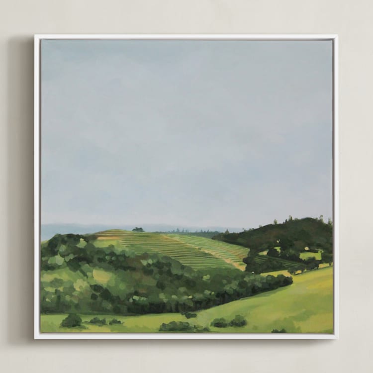 "Rolling Vines" - Art Print in sage by Amanda Phelps - Framed Canvas