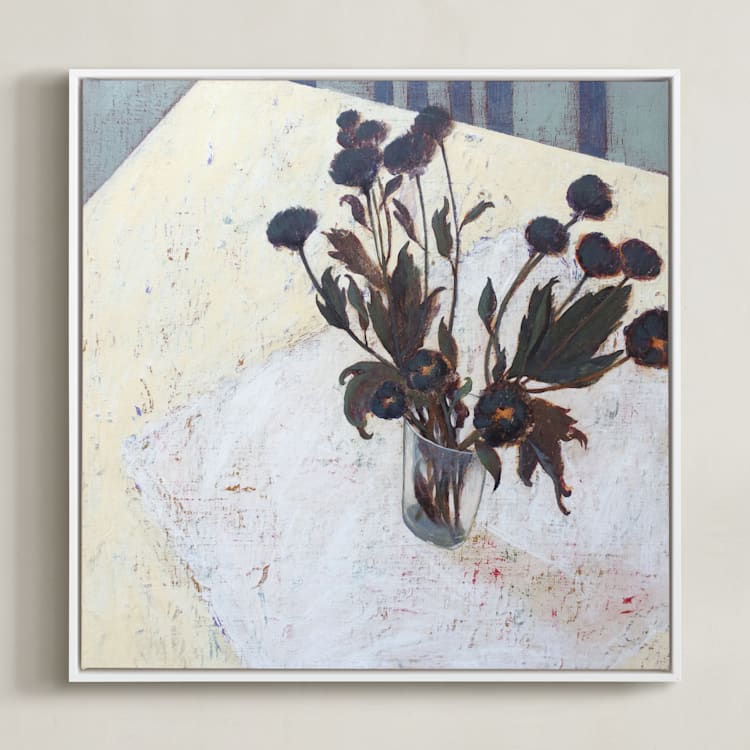"Still life with Chrysanthemums" - Art Print in Dried Chrysanthemum by Ayna Paisley - Framed Canvas