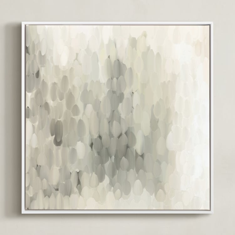 "Rain II" - Art Print in Soothing Greys by Amy Hall - Framed Canvas