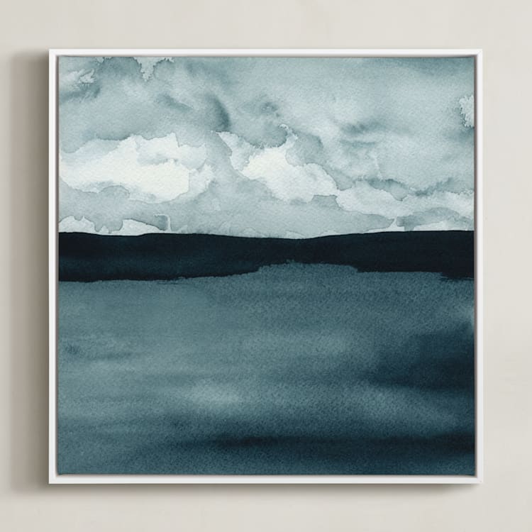 "A Hushed Evening" - Art Print in Indigo Blue by Renee Anne Bouffard-McManus - Framed Canvas