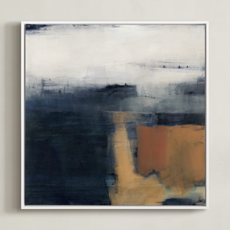 "Reaching Sky" - Art Print in Indigo & Sky by Michelle Lee - Framed Canvas
