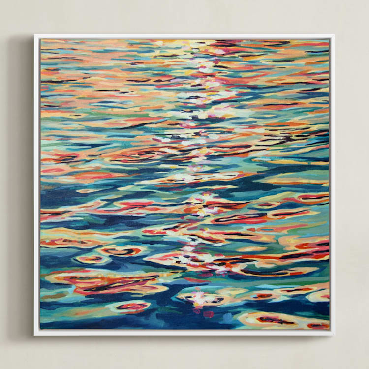 "Rift" - Art Print in Apricot by Kelly Johnston - Framed Canvas