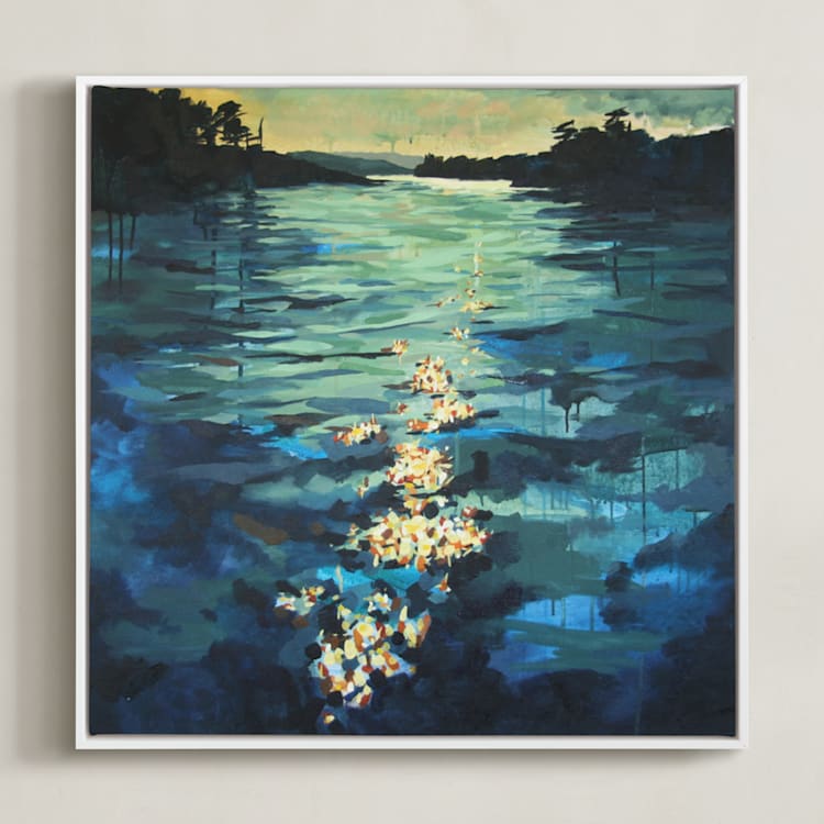 "Arise" - Art Print in teal green by Kelly Johnston - Framed Canvas