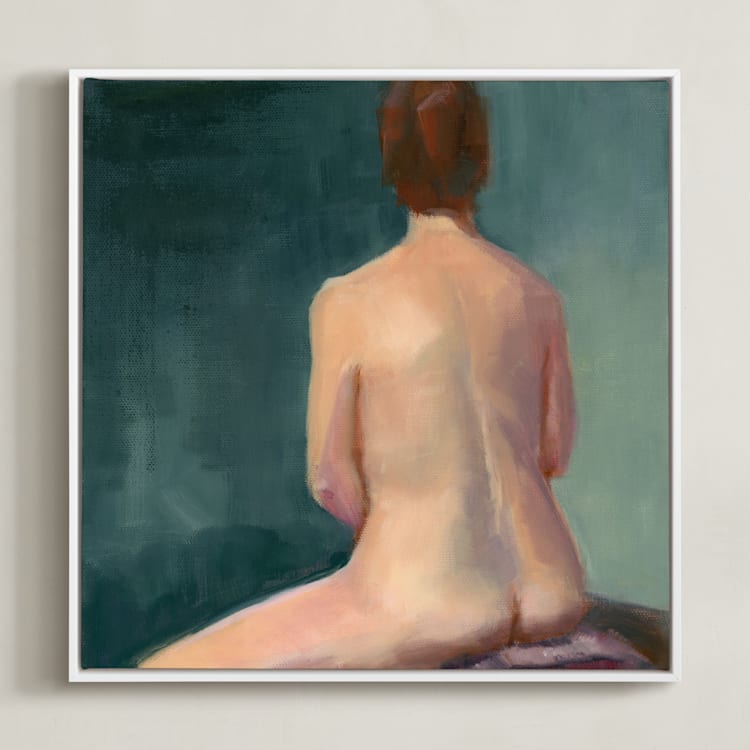 "Bath" - Art Print in Teal by sue prue - Framed Canvas