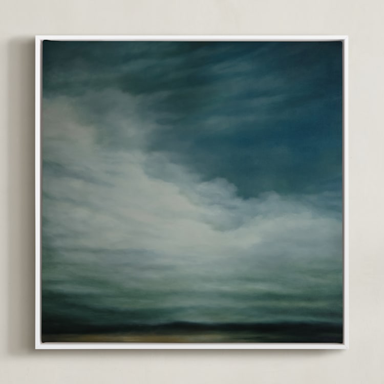 "Windfall" - Art Print in teal blue by Kelly Money - Framed Canvas