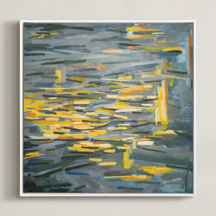 "Convergence 1" - Art Print in Slate by Kelly Johnston - Framed Canvas