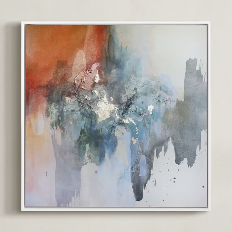 "Don't Stop Making Mistakes" - Art Print in Glacial Blue by Christine Olmstead - Framed Canvas