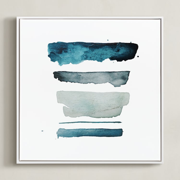 "of land and sea - deep" - Art Print in Aqua by Kiana Lee - Framed Canvas