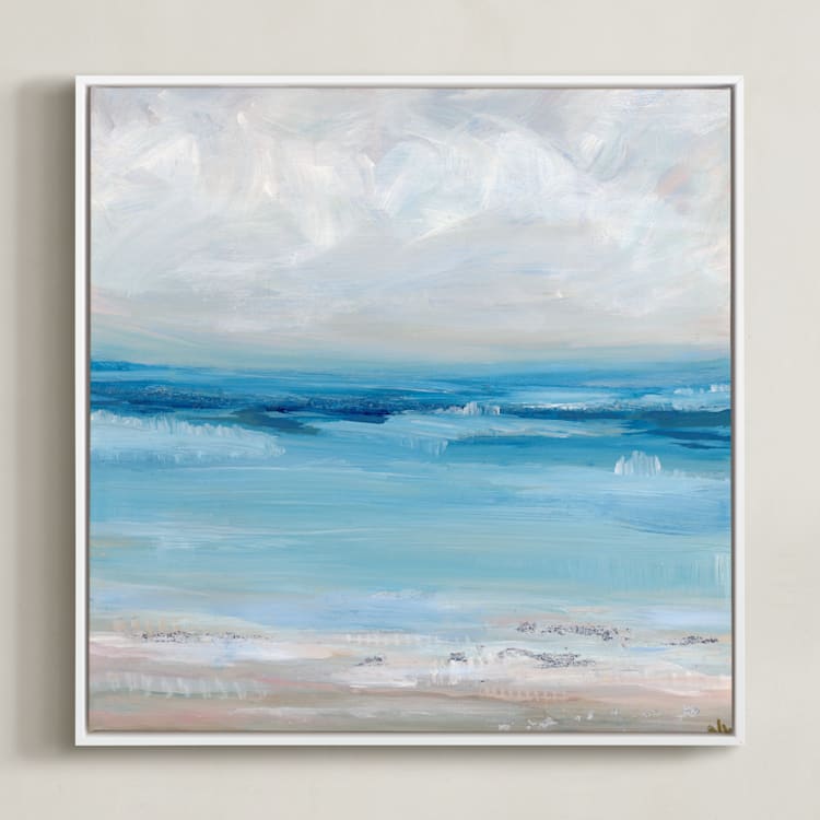 "Of the Sea" - Art Print in Light Turquoise by Nicole Walsh - Framed Canvas
