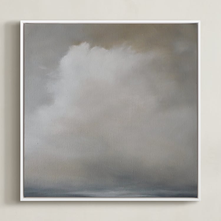 "Quiet Dawn" - Art Print in cloud white by Kelly Money - Framed Canvas