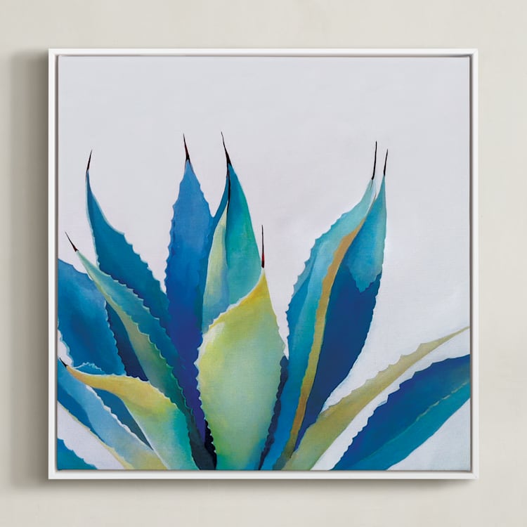 "Blue Agave" - Art Print in Teal by Amanda Phelps - Framed Canvas