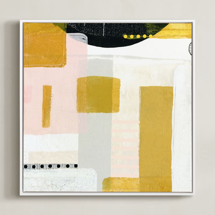 "Sunny and dots III" - Art Print in White by Jaqui Falkenheim - Framed Canvas
