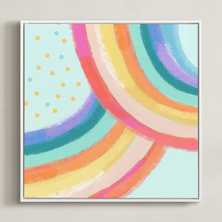 "Ventura Rainbow ll" - Art Print in Rainbow Mint by AlisonJerry - Framed Canvas