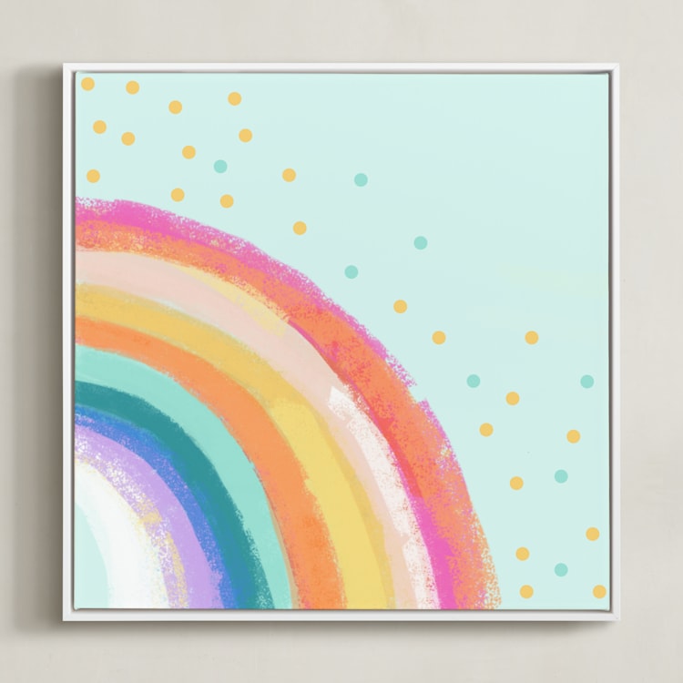 "Ventura Rainbow l" - Art Print in Rainbow Mint by AlisonJerry - Framed Canvas