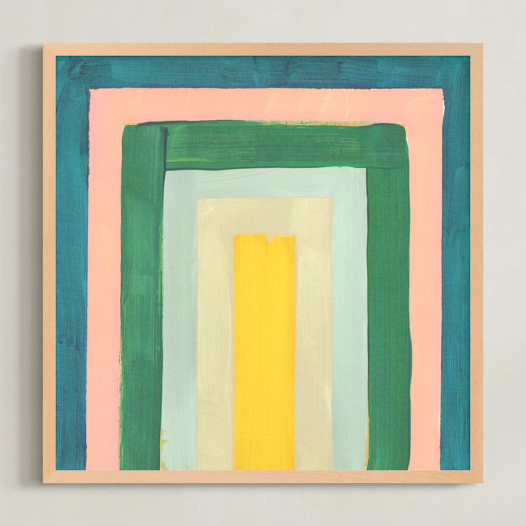 "Rainbow Twist 2" - Art Print in Turquoise by Lindsay Megahed - Framed