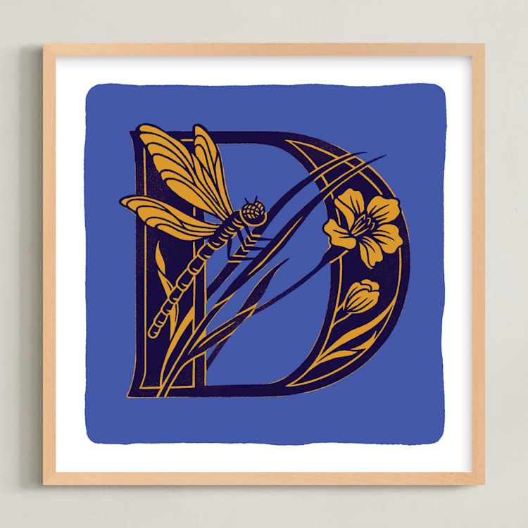 "Animal Alphabet 4" - Art Print in Royal by Lia Geeter - Framed
