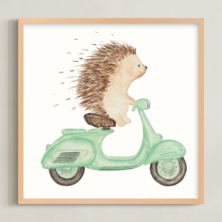 "Fast Riders II" - Art Print in Sage by Francisca Reyes - Framed