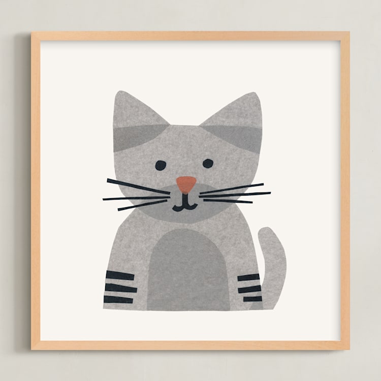 "Paper Pets 1" - Art Print in Tabby by Carrie Moradi - Framed