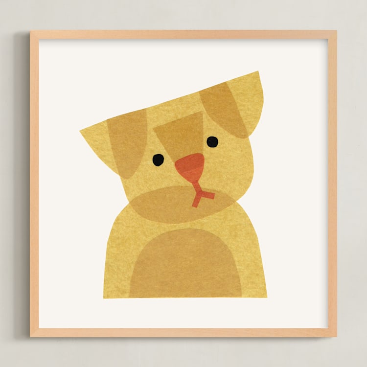 "Paper Pets 2" - Art Print in Golden by Carrie Moradi - Framed