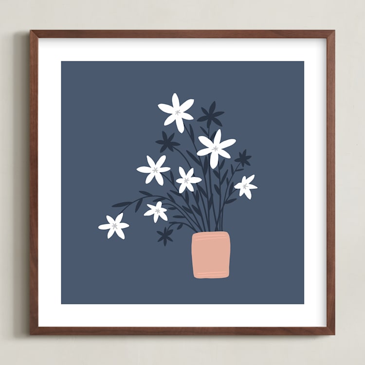 "Wildflower Bunch" - Art Print in Midnight by Betsy Siber - Framed
