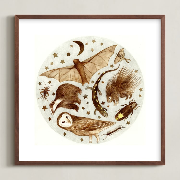 "Nocturnals" - Art Print in Sepia Tones by Eve Schultz - Framed