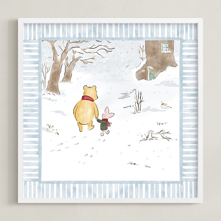 "Disney's Pooh and Piglet Seasons 1" - Art Print in Winter by Jenna Holcomb - Framed