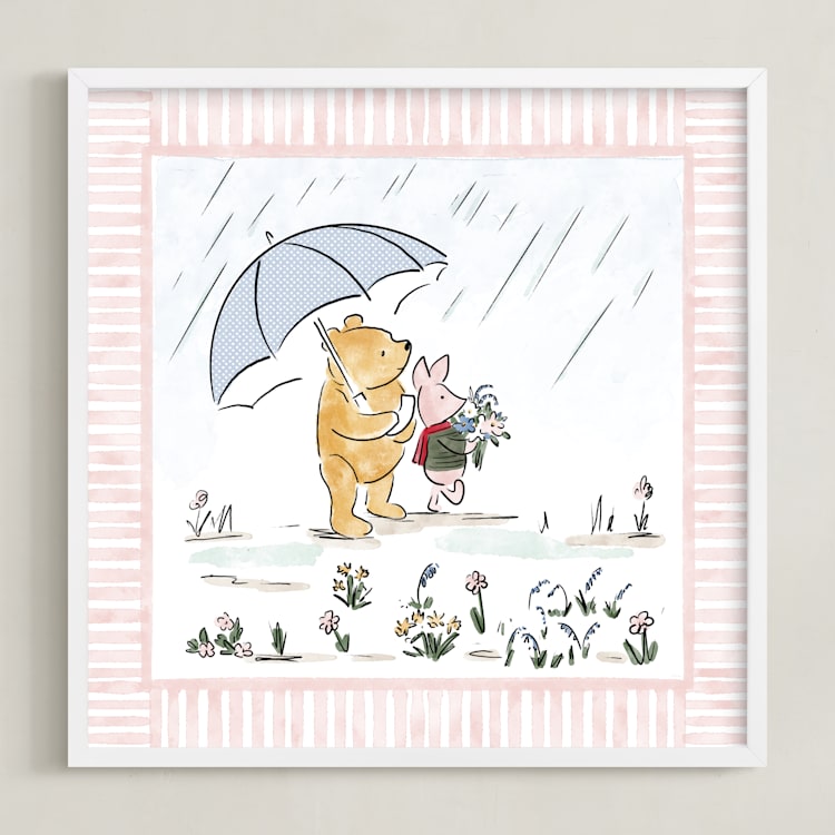 "Disney's Pooh and Piglet Seasons 2" - Art Print in Spring by Jenna Holcomb - Framed