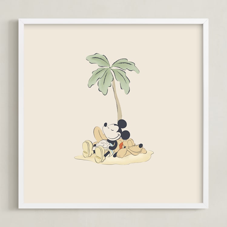 "Disney's Mickey: A Day by the Sea 3" - Art Print in Sand by Sabrin Deirani - Framed