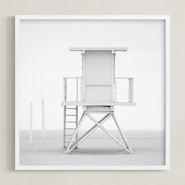 "Iconic Lifeguard tower" - Art Print in Neutral Grey by Kate Houlihan Photography - Framed