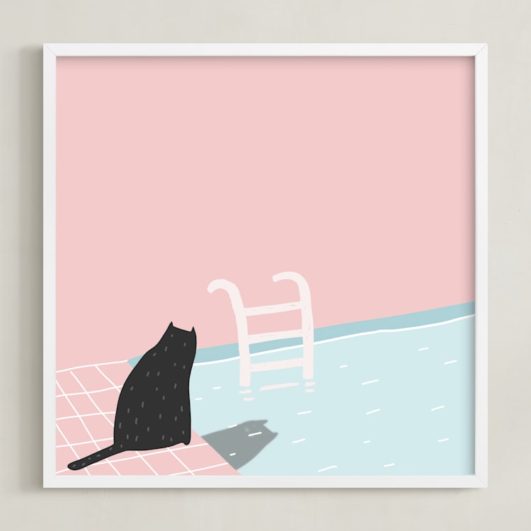 "pool series - two" - Art Print in millenial pink by Katja Ja - Framed