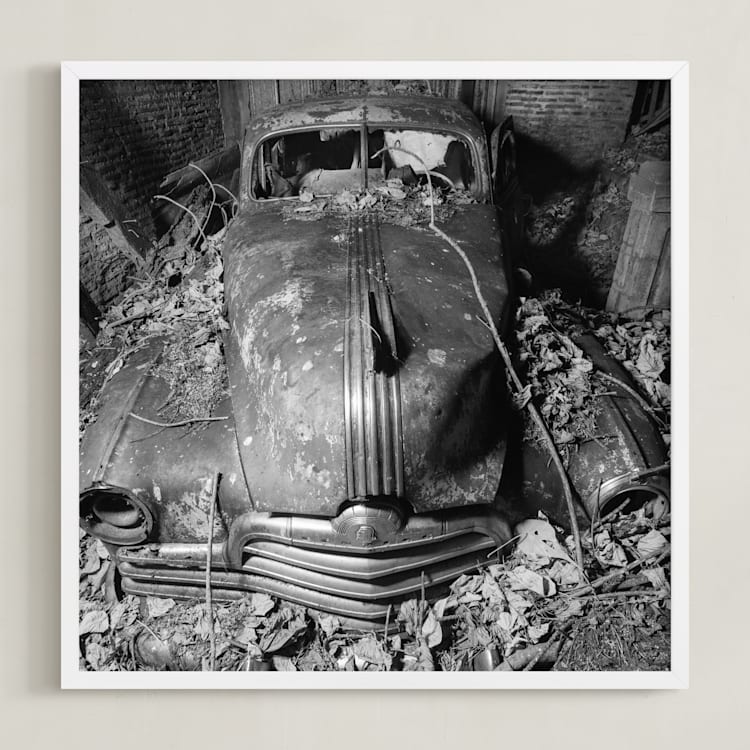 "ruined Pontiac" - Art Print in Black and White by Alaric Yanos - Framed